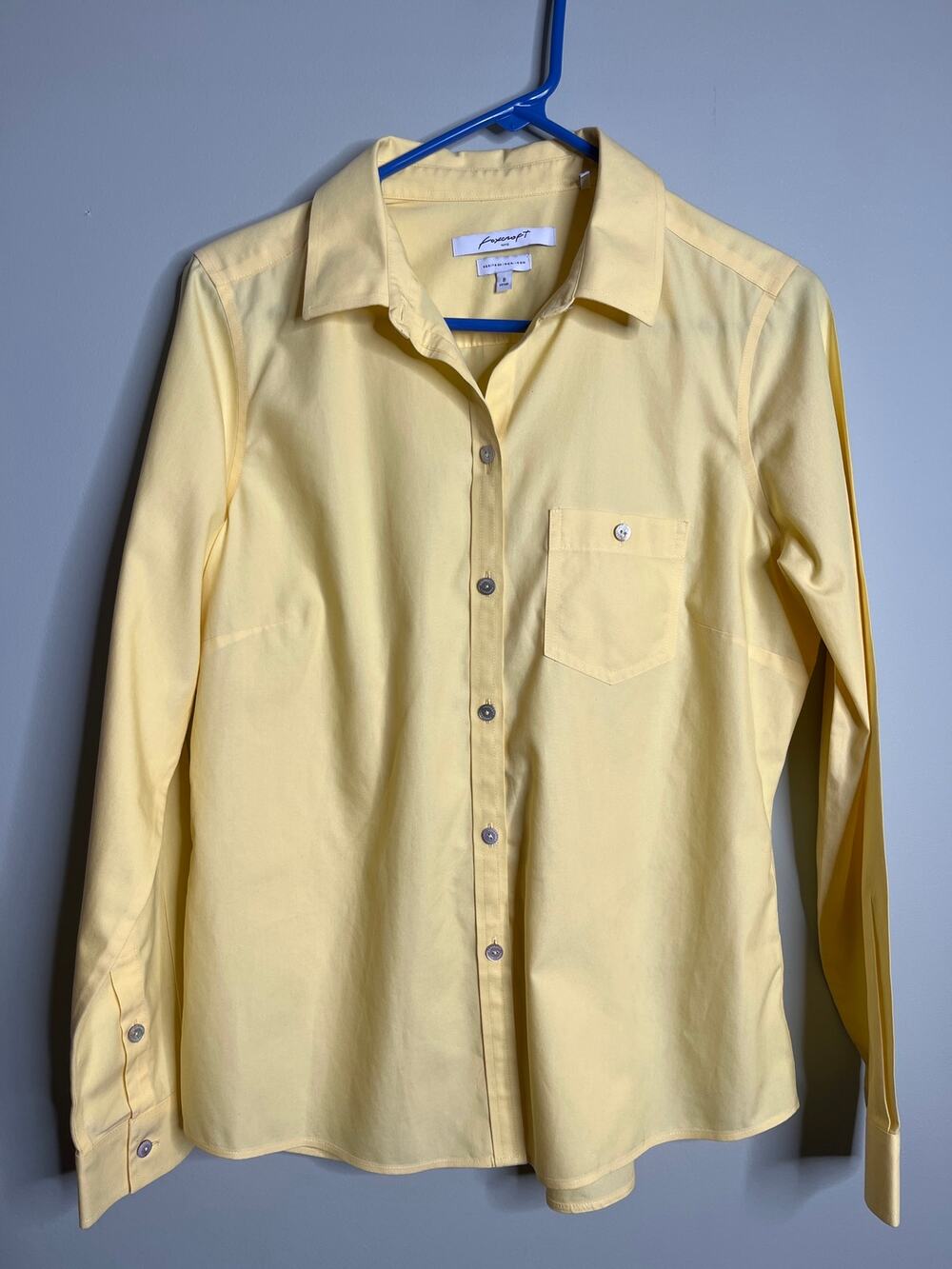 Foxcroft Women's Heritage Non Iron Yellow Button Up Preppy Classic Shirt 8